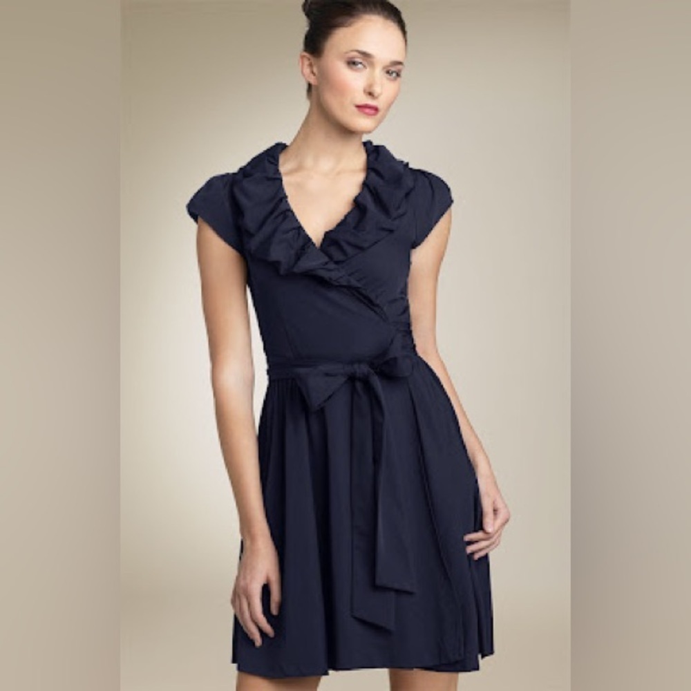 Diane von Furstenberg Bethania Wrap Dress Navy Blue size 0